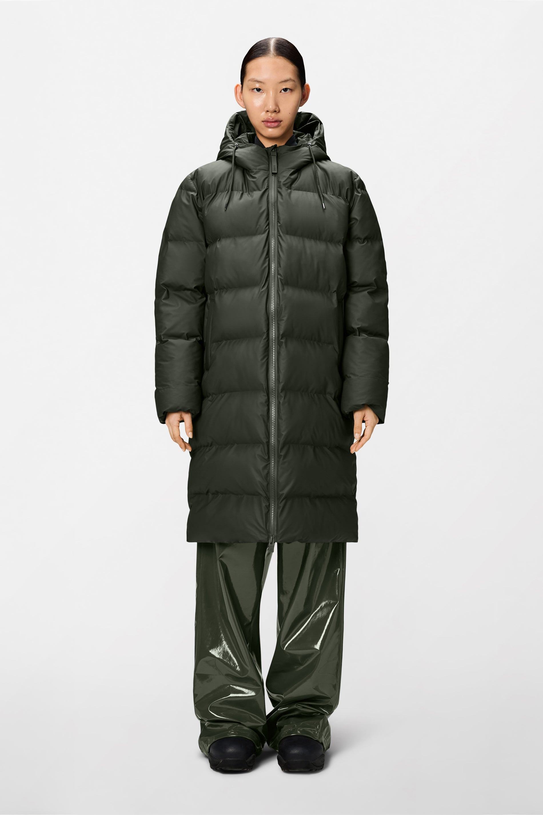 Jaqueta de Puffer Longa Alta